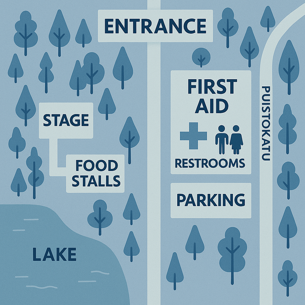 Kartta festivaalialueesta